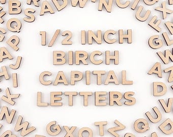 100 Small Wooden Capital Letters – Half Inch Unfinished Birch Alphabet Set – Wooden Letters for DIY, Crafts, Signs – 1/2" .5in