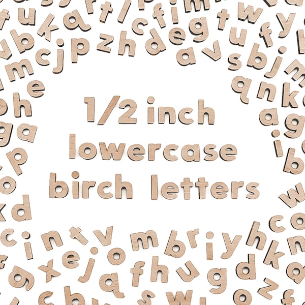 100 Small Lowercase Wood Letters – Half Inch Unfinished Birch Alphabet – Laser Cut Letters for Crafts, Signs, DIY Projects – 0.5in
