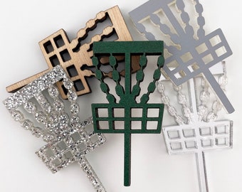 Set of Disc Golf Basket Cutouts – Laser Cut Wood & Acrylic DIY Shapes