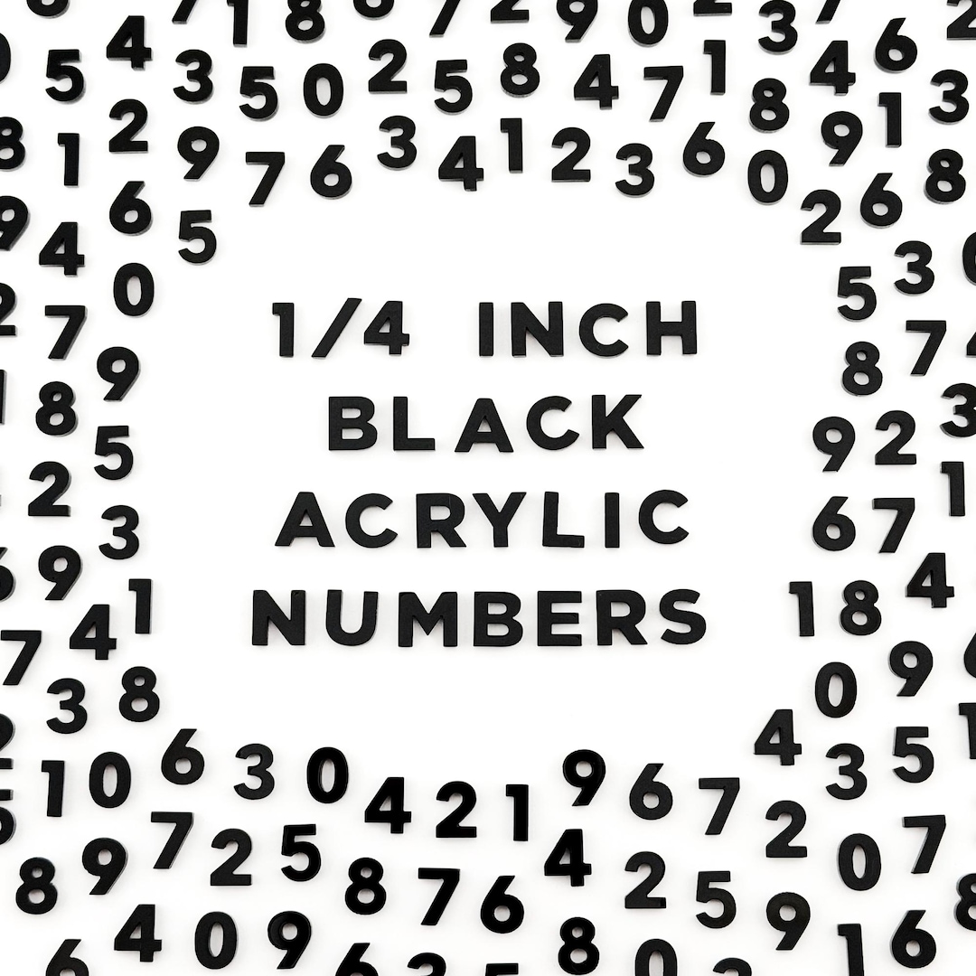 100 Tiny Black Acrylic Numbers – Quarter Inch Glossy Plastic Numbers ...