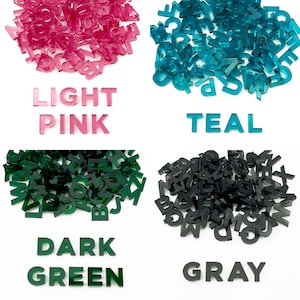100 Small Acrylic Letters - Half inch - Quarter inch - Transparent Plastic - Neon Fluorescent - Rainbow - Uppercase - Alphabet - ABC - DIY image 9