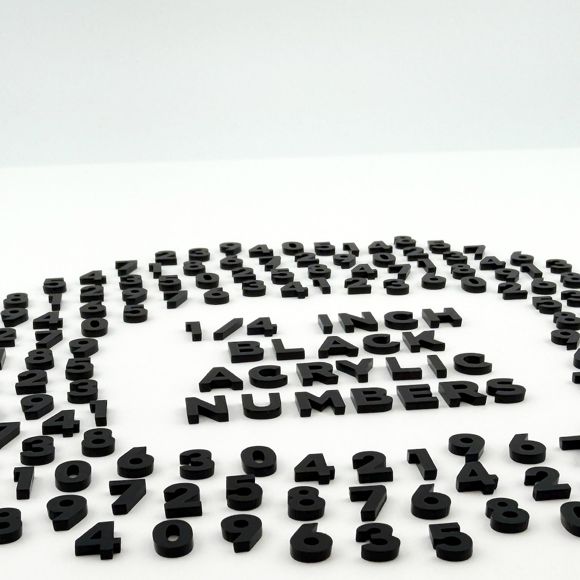 100 Tiny Black Acrylic Numbers – Quarter Inch Glossy Plastic Numbers ...