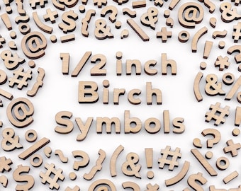 Small Wood Symbols Set – Bulk Half Inch Punctuation – Birch Special Characters – Symbols for DIY Signs and Projects