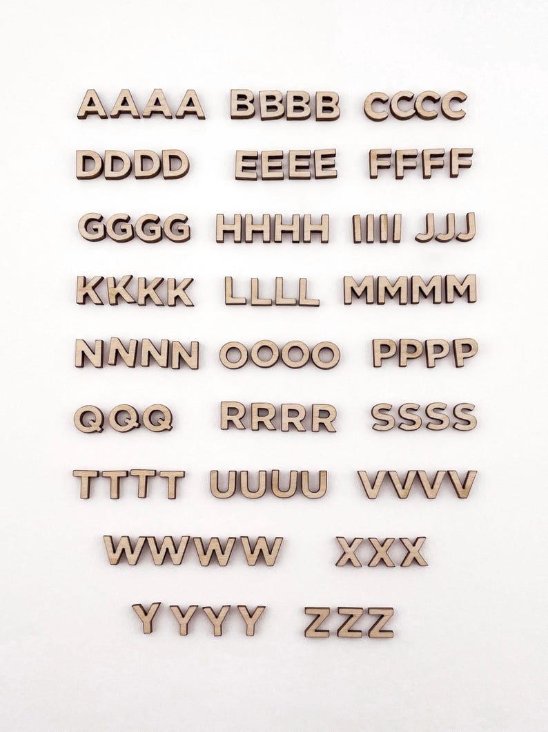 100 Tiny Capital Wood Letters – Birch Alphabet Characters – Quarter ...
