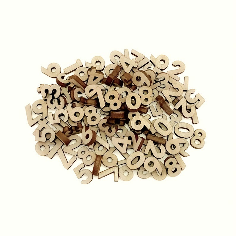 100 Tiny Wood Numbers Set – Quarter Inch Unfinished Birch - Math ...