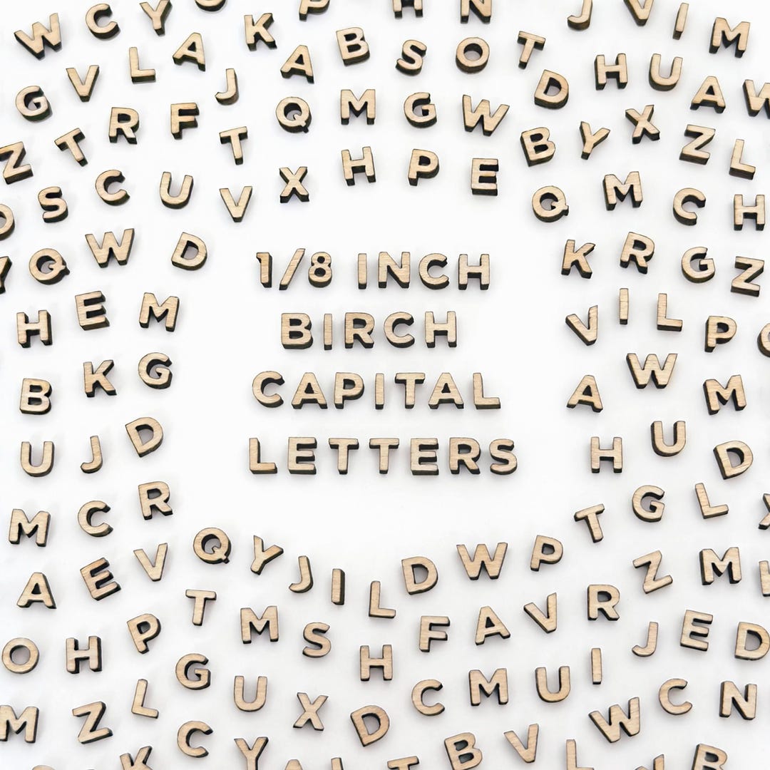 200 Micro Wood Letters – Eighth Inch Wooden Capital Mini Letter Set ...