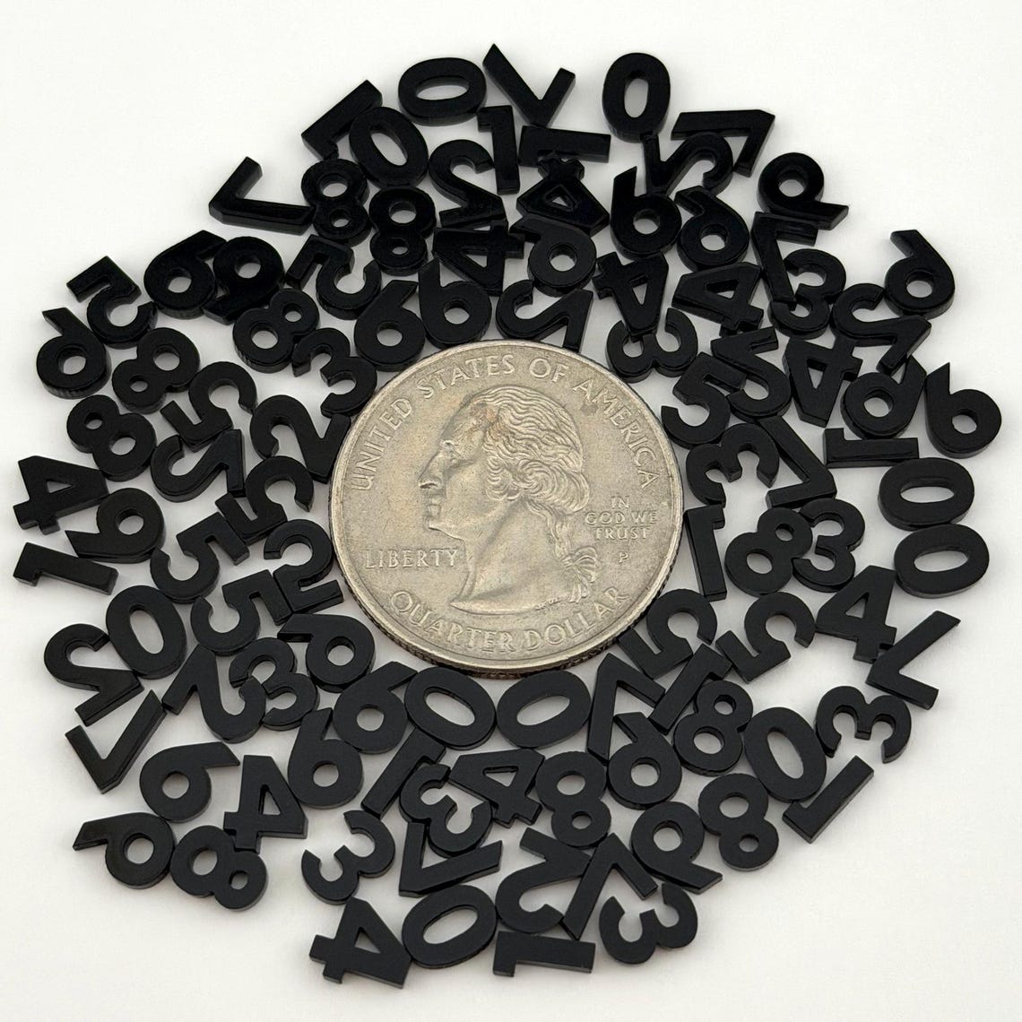 100 Tiny Black Acrylic Numbers – Quarter Inch Glossy Plastic Numbers ...