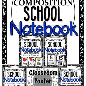School Notebook | Classroom Décor Poster Bundle | Composition | Digital Download | PERSONAL USE