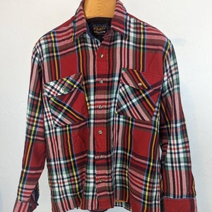 Vintage 1980s BACKPACKER OUTDOORS Lined Acrylic Plaid Button Up Flannel Shirt L
