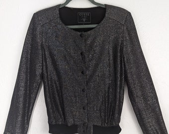 Y2K GUESS Sparkle Snap Button Jacket Size M