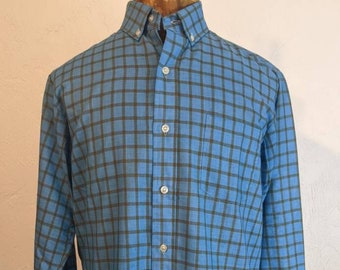 Vintage 1970S BRAIDBURN Camisa a cuadros de sastrería de una sola aguja 15-15 1/2 m