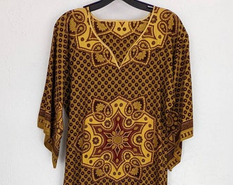 Kaftan Mandala w kolorze starego złota i brązu Rozmiar S-M