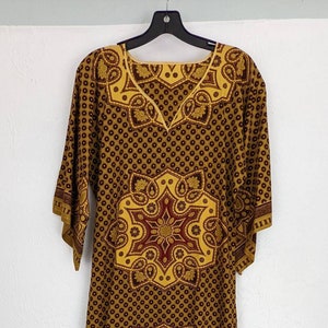 Vintage Gold and Brown Mandala Kaftan Size Small Medium