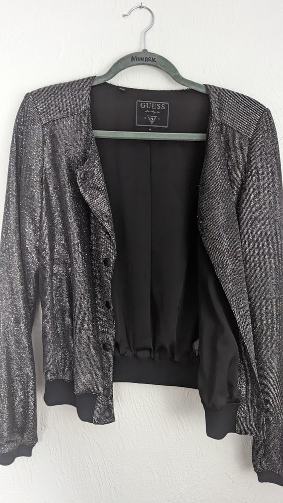 Y2K GUESS Sparkle Snap Button Jacket Size M - image 2
