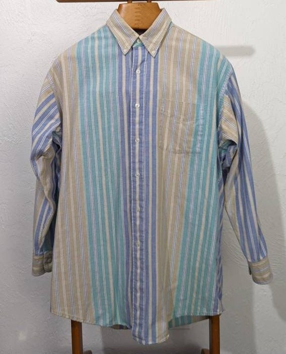 Vintage 90s Chaps Ralph Lauren Stripe Button Up Shirt - Medium main image 1