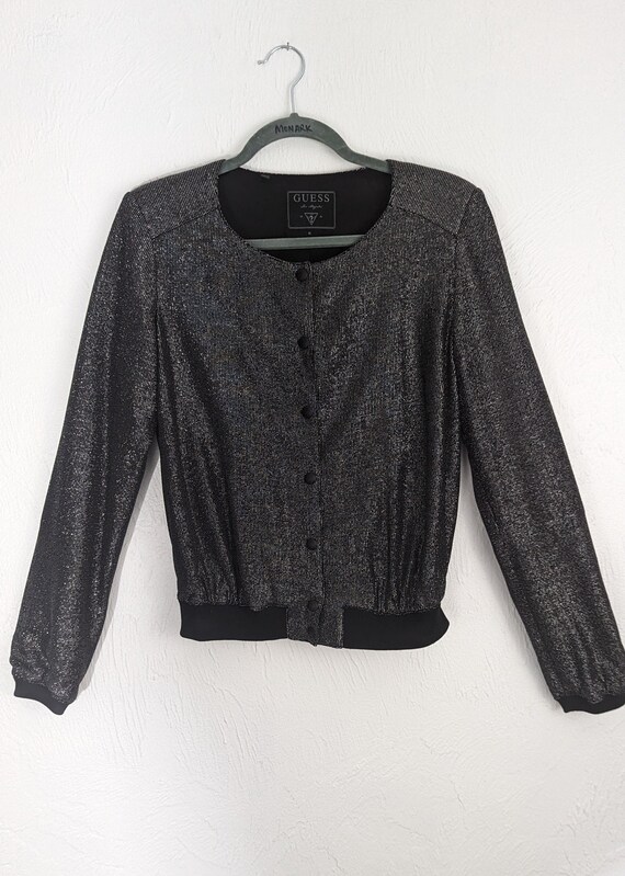 Y2K GUESS Sparkle Snap Button Jacket Size M - image 1