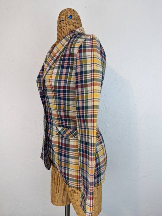 Vintage 1960s SEARS JR Bazaar Plaid Blazer Size 7 - image 1