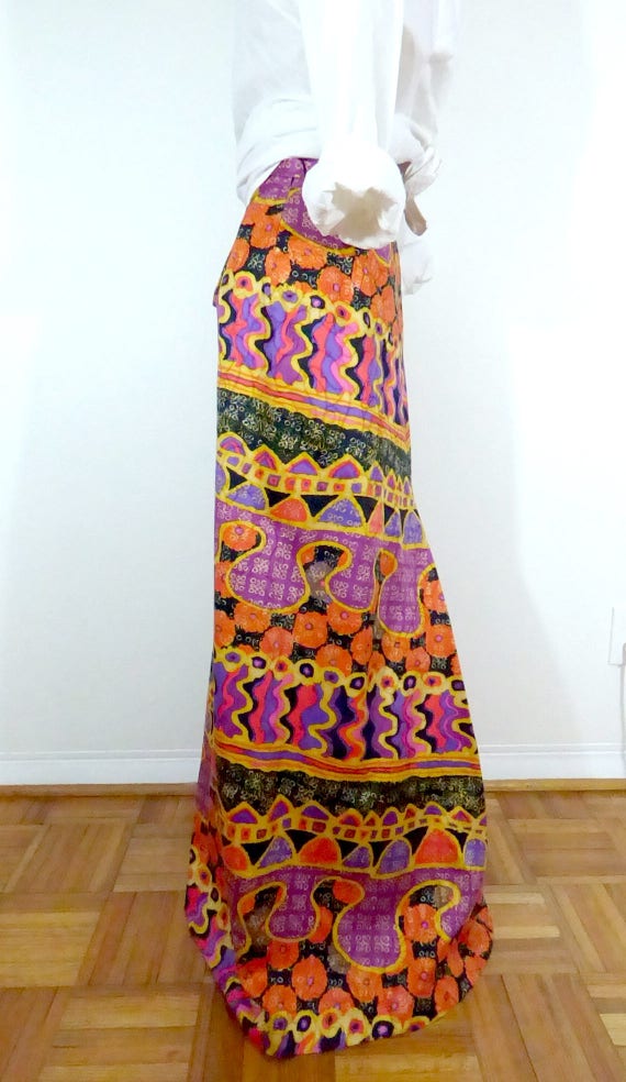 Vintage 60s Maxi Skirt / Psychedelic Skirt / Vint… - image 10