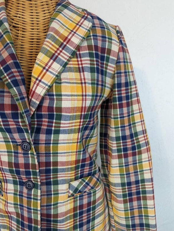 Vintage 1960s SEARS JR Bazaar Plaid Blazer Size 7 - image 4