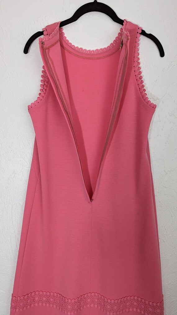 Sweetheart Pink A-Line 1960s Wool Dress Size M/L - image 3