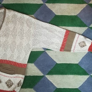 Vintage 70s TONY LAMBERT Lebowski Dude Style Cardigan Sweater XL Made In Usa