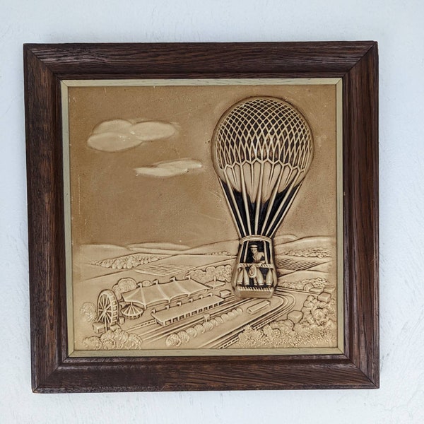 Vintage FREE-FLIGHT BALLOON Miller Studio No. 605 Framed Blow Mold 3-D Plastic Wall Art Decor