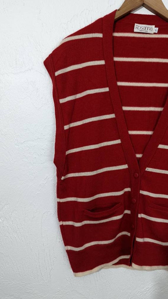 Vintage 1970s Oversized Button-Up Striped Wool Sw… - image 3