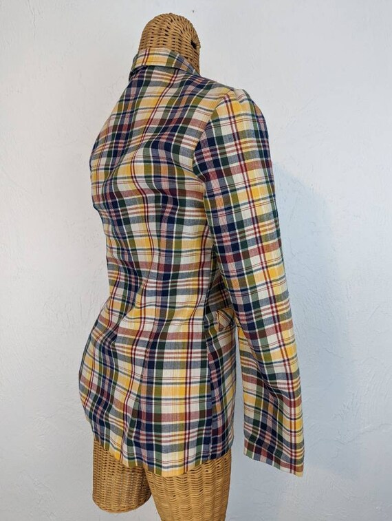 Vintage 1960s SEARS JR Bazaar Plaid Blazer Size 7 - image 5