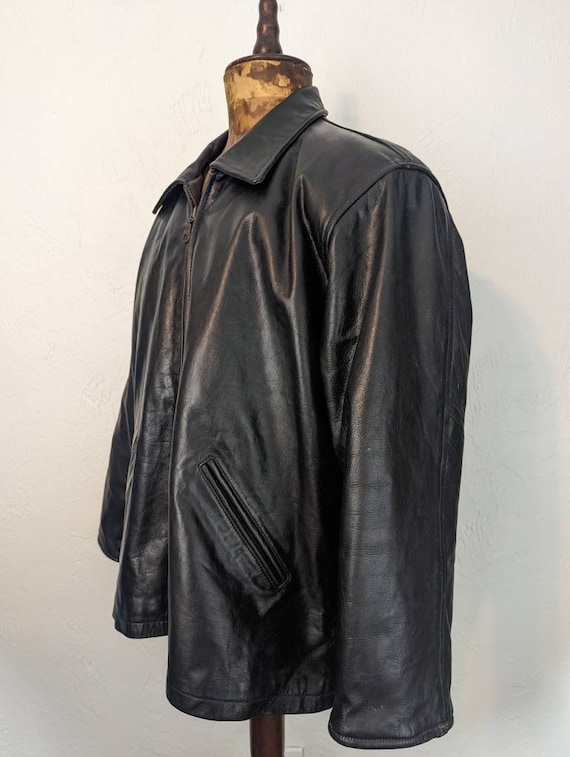 Vintage 1990s ASHY London Heavy Leather Jacket With Lining LARGE
