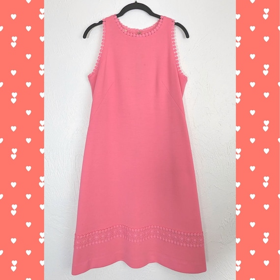 Sweetheart Pink A-Line 1960s Wool Dress Size M/L - image 1