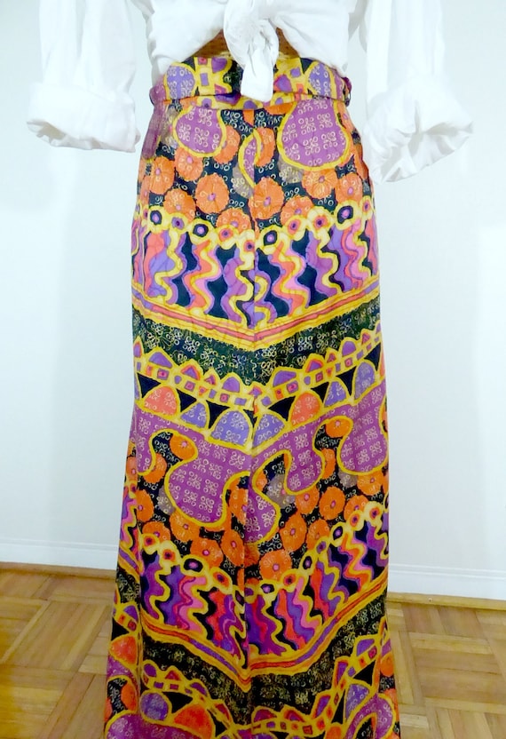 Vintage 60s Maxi Skirt / Psychedelic Skirt / Vint… - image 9