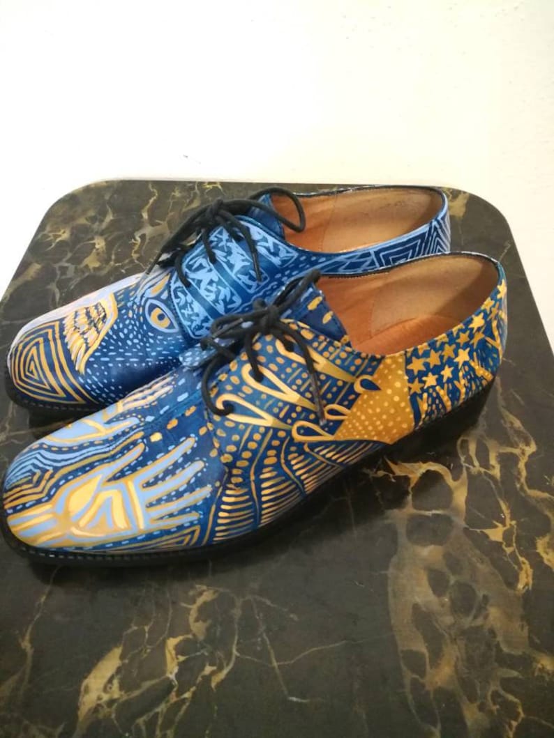 Hand Painted Leather Oxfords / Upcycled Leather Shoes / Etsy
