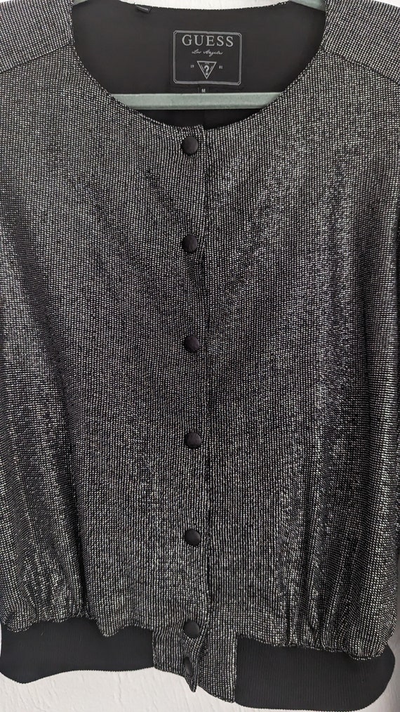 Y2K GUESS Sparkle Snap Button Jacket Size M - image 4