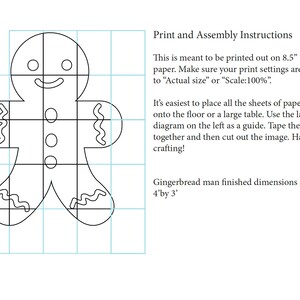 Giant Gingerbread Man Pattern, Pattern for 3'x4' Tall Gingerbread Man ...