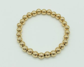 14k Gold Filled 6mm Beaded Bracelet | 14k Gold Filled Bracelet | Custom Beaded Bracelet