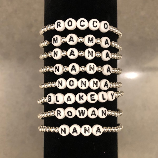 Silver Bead Bracelet Etsy