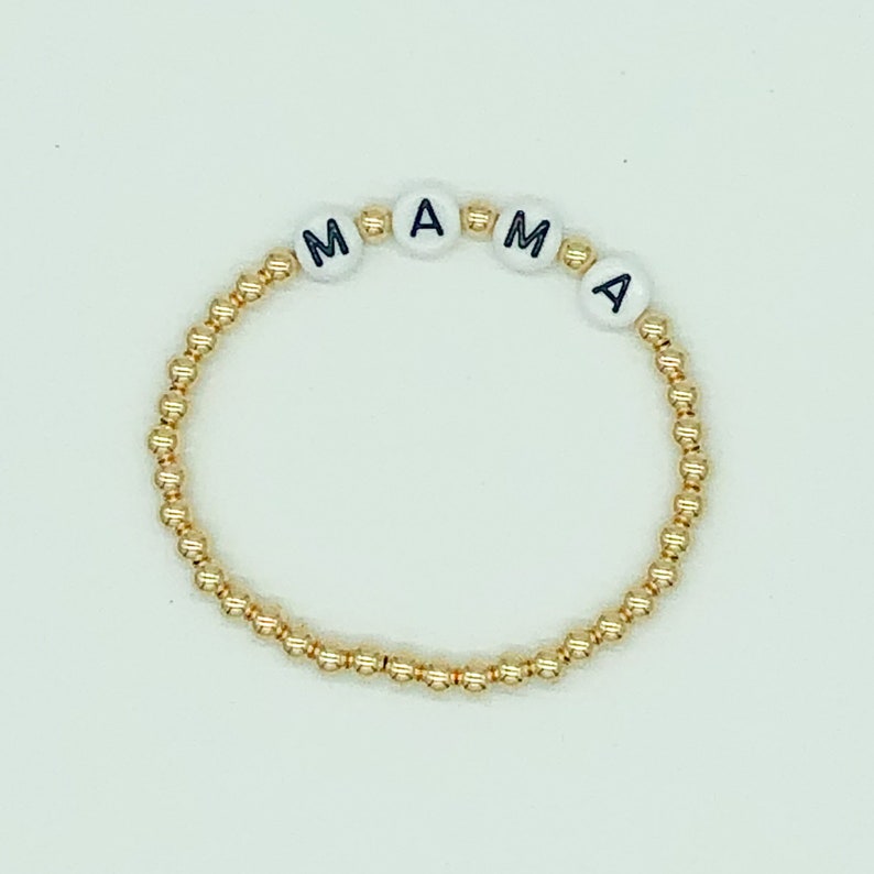 Gold Bead Bracelet Mama Bracelet 4mm Personalized 14k | Etsy