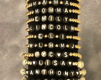 Gold Bead Bracelet | 14k Gold Filled 4mm Beaded Name Bracelet | Custom Bead Bracelet | Personalized Name Bracelet