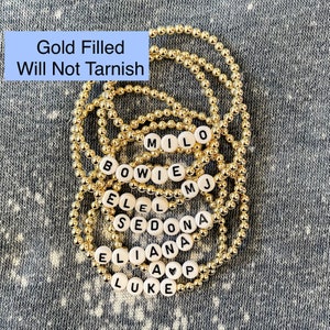 Beaded Bracelets | Gold Bead Bracelet | Name Bracelet | 14K Gold Filled Bead Bracelet | 4mm | Non Tarnish | Personalized | Mother’s Day