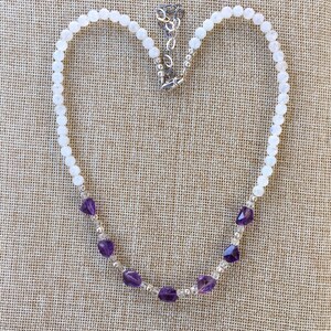 Amethyst Crystal Moonstone Necklace