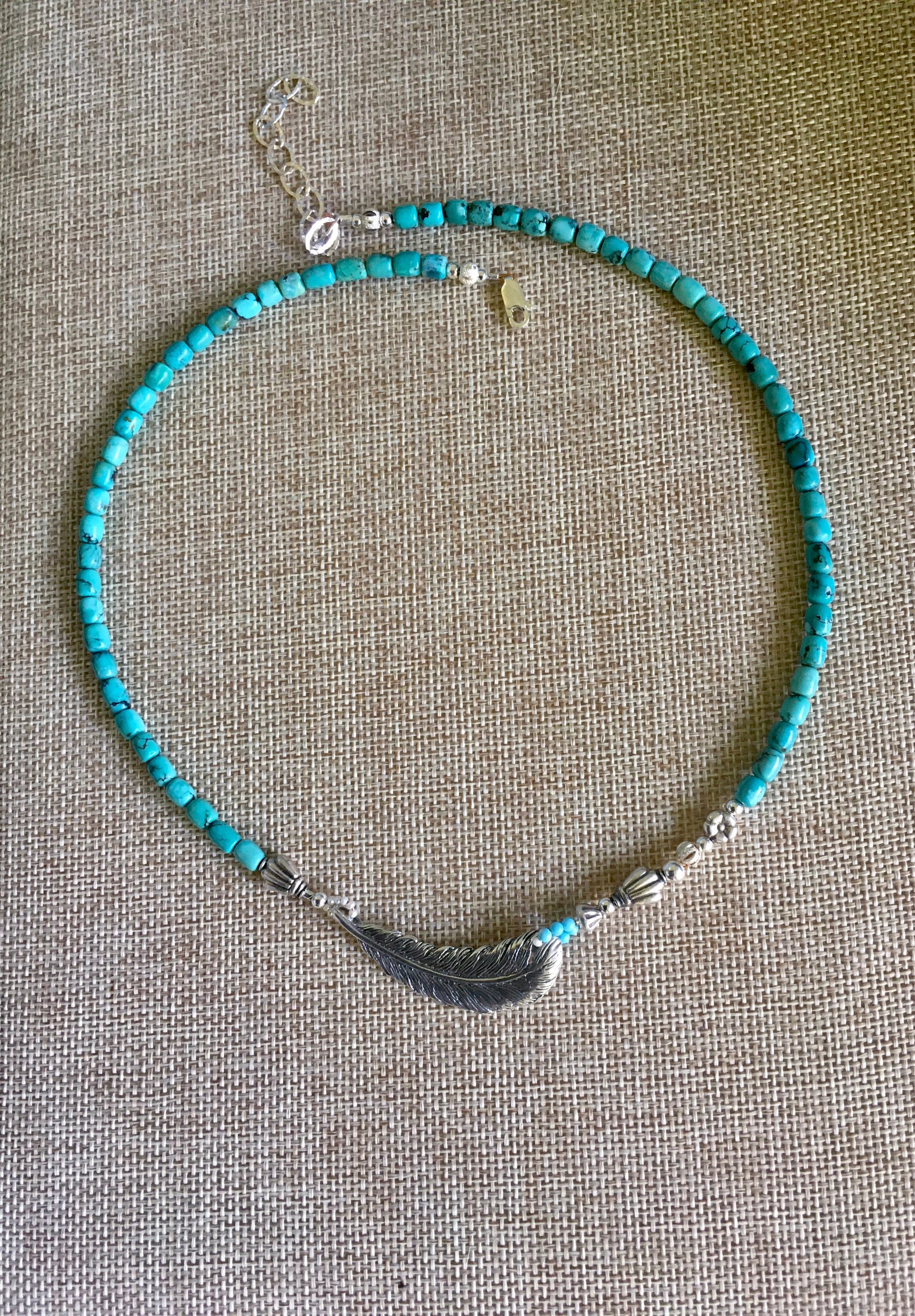 Turquoise Feather Necklace