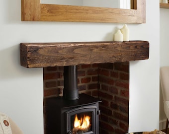 Rustic Floating Fireplace Mantel 5x6, 6x6, 6x8 or 8x8 - Mantle - Floating Mantel - Barn Wood Mantel - Barn Beam - Custom Lengths