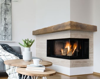 Corner Rustic Fireplace Mantel - Custom made for inside and outside corners