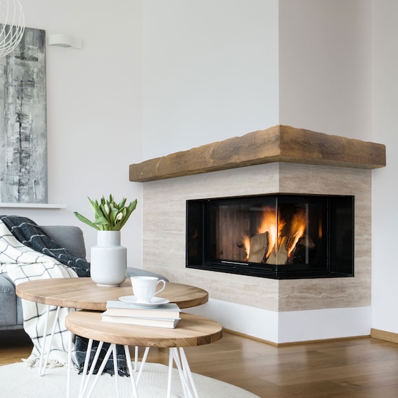 Corner Rustic Fireplace Mantel Custom Made for Inside and - Etsy