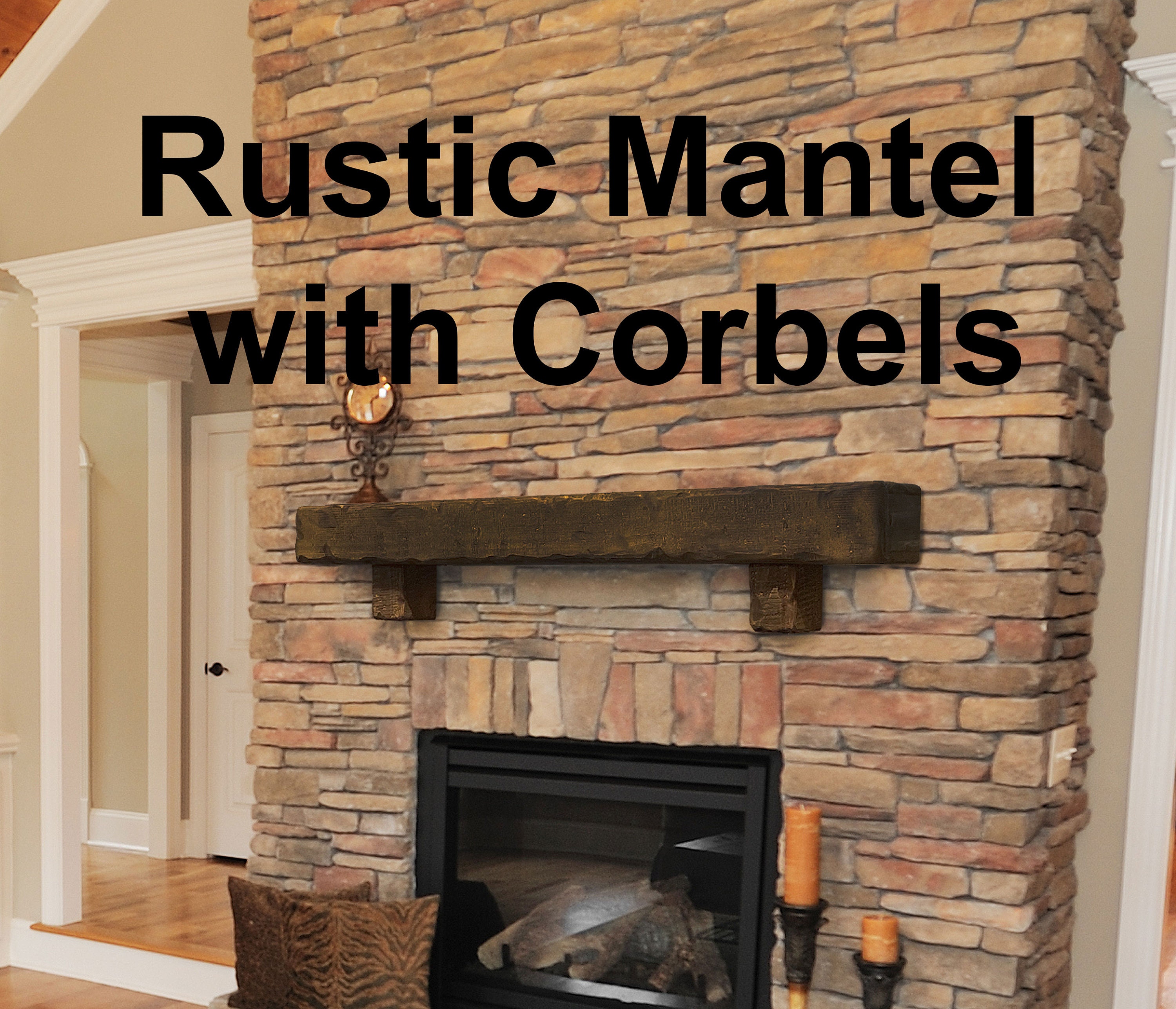 Rustic Fireplace Mantel With Corbels Hand Crafted Shelf or - Etsy Canada