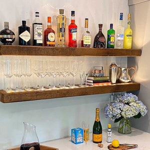 Rustic Floating Wood Shelf With Wifi LED Lights - 3 Inch Thick - Etsy
