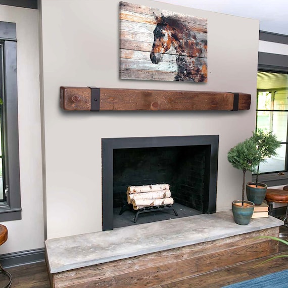 Mantel With Metal Straps Fireplace Mantel 6x6 Mantle Etsy