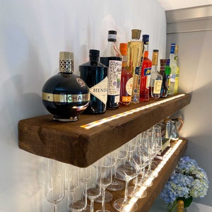 Rustic Floating Wood Shelf With Wifi LED Lights - 3 Inch Thick - Etsy