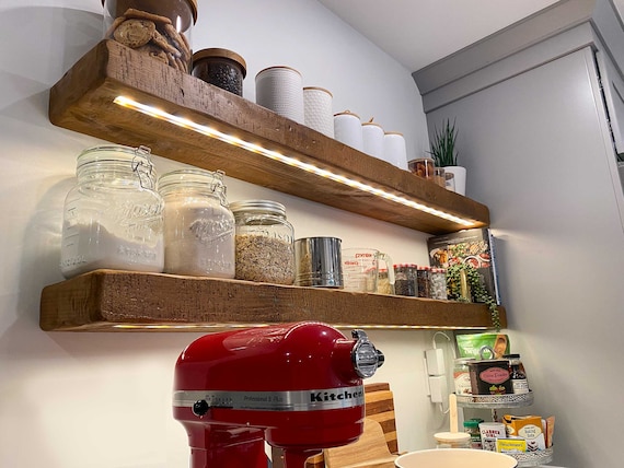 Pantry with under shelf LED lighting