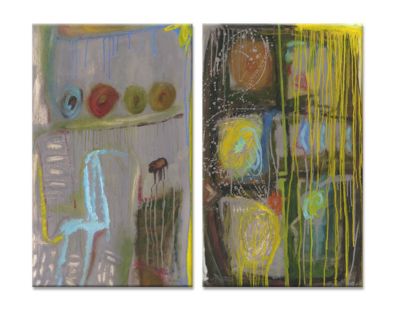 Original Paintings Diptych Abstract Large Wall Art Etsy